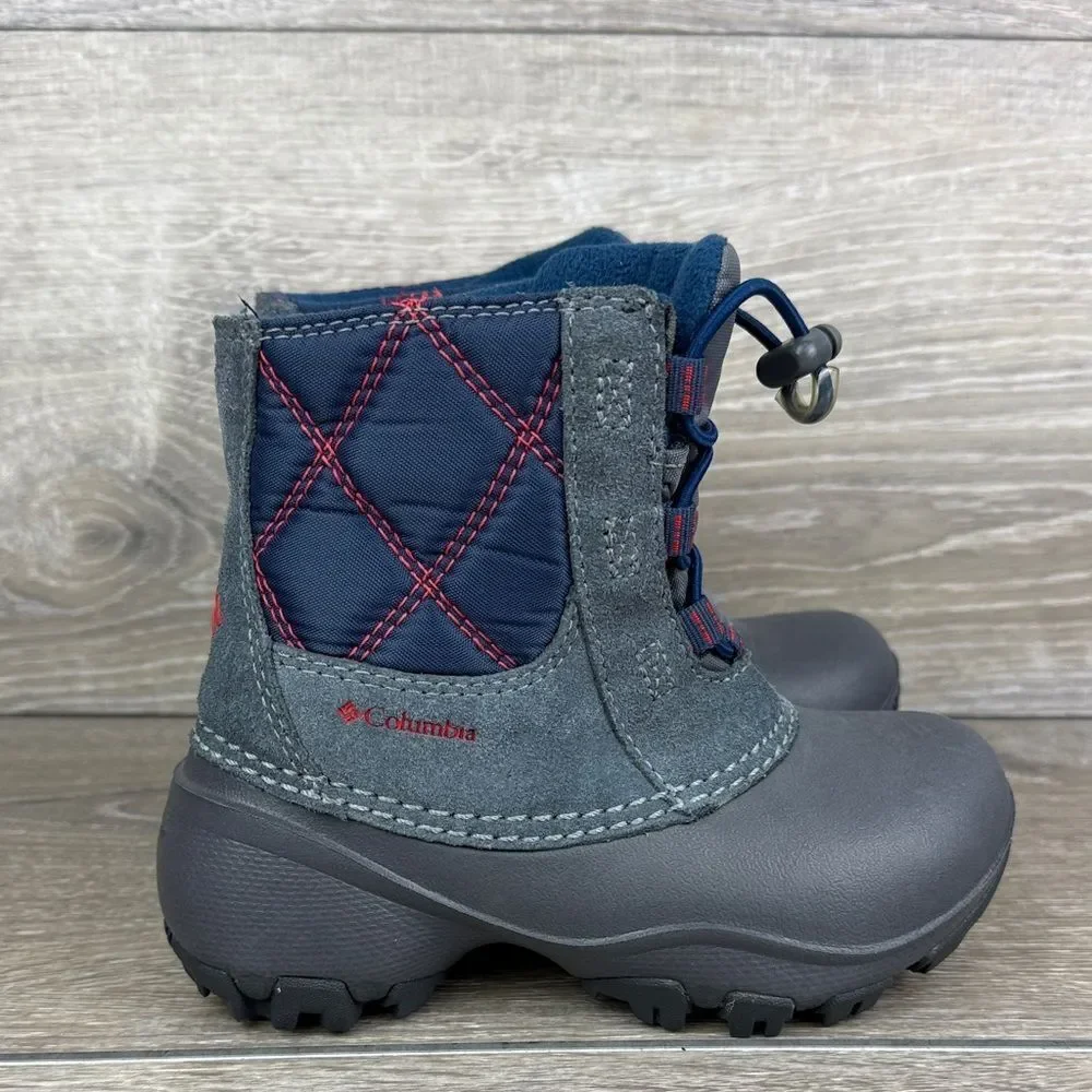 Columbia Rope Tow II Waterproof Warm 200g Toddler Boy Sz 10 Gray Navy Snow Boots